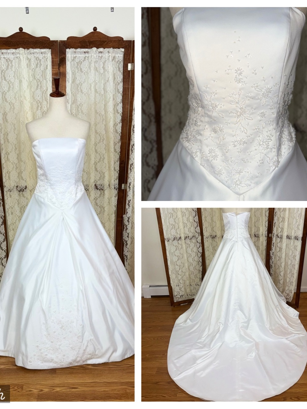 Gorgeous Vintage 90s St. Tropez Satin Split Skirt Wedding Gown